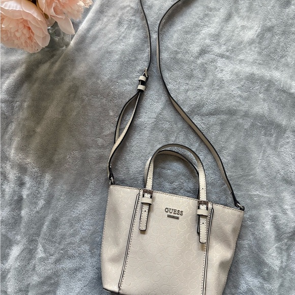 Guess Handbags - Guess Vintage Cream Crossbody Bag with Silver Hardware